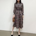 Full Sleeves Vintage Rose Print Silk Midi Dress Summer New Collectons