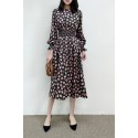 Full Sleeves Vintage Rose Print Silk Midi Dress Summer New Collectons