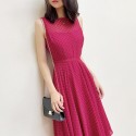 2022 New Spring Summer Black Spot Print Sleeveless Red Dress UK 8-UK16  Elegant Fashion