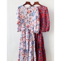 New Spring Romantic  Floral Print Midi Cotton Sleeves  Dress US 2- US 8