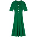 BRIEF Design Short Sleeves Pearl Buttons Midi Dress Uk Elegant Fashion Uk8-UK16