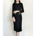 2022 New Spring /Autumn O Neck Tweet Decorated Midi Dress UK8-UK16