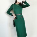 2022 New Spring /Autumn O Neck Tweet Decorated Midi Dress UK8-UK16