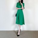 BRIEF Design Short Sleeves Pearl Buttons Midi Dress Uk Elegant Fashion Uk8-UK16