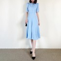 BRIEF Design Short Sleeves Pearl Buttons Midi Dress Uk Elegant Fashion Uk8-UK16