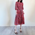 New Spring Romantic  Floral Print Midi Cotton Sleeves  Dress US 2- US 8