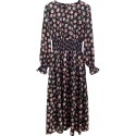 Full Sleeves Vintage Rose Print Silk Midi Dress Summer New Collectons