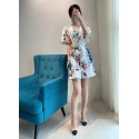 UK 2020 New Collections  Floral Print Short Sleeves  One Piece Jumpsuit  Plus size V Neck