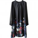 2021 New Spring Elegant Floral Print A-Line Black Elegant Dress XS-XL Full Sleeves