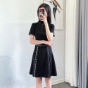 21 New Collections Spring Black Rivet Beaded Short Sleeves Mini Dress Size 0-4