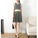 2020 New Autumn Collection UK Fashion Elegnt  Pleated Knitted Dress MixED Print Mini Skater